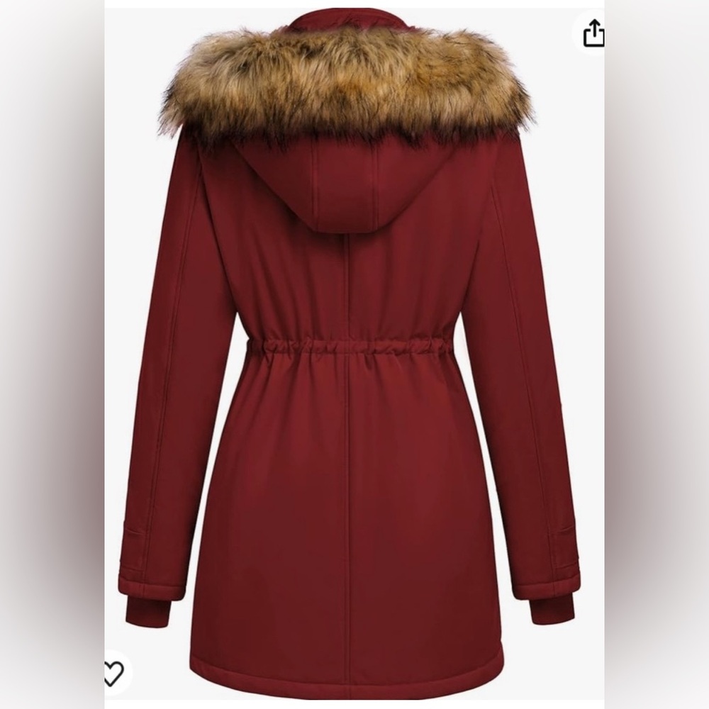 Women’s Winter Coat Parka Removable Hood NWT Maroon - Picture 5 of 12